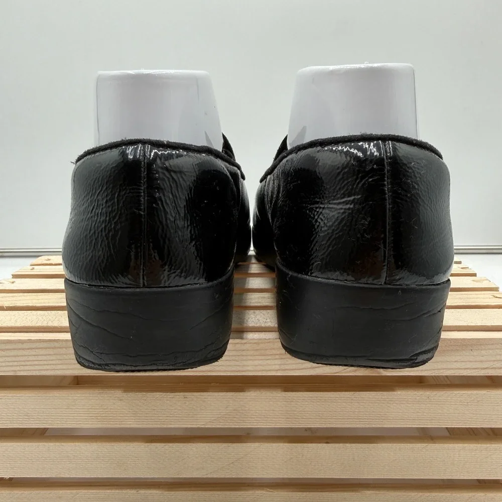 FitFlop Loafers Crinkled Patent Leather Slip On Shoes‎ Black Womens 8.5